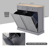 Ancohom Double Tilt Out Trash Cabinet Kitchen Waste Bins,Laundry Hamper Tilt Out Trash Can Cabinet 2 * 13 Gallon Pet Proof Trash Can for Kitchen (Grey) Ancohom