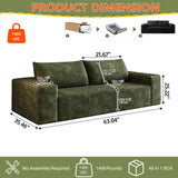 63" Cloud Loveseat Sofa - Boneless Deep Seat 2-Seater, No Assembly Foam Floor Couch, Plush Corduroy Fabric, Modern Living Room Sofa for Small Space Apartment, Bedroom, Office (Green, 63") Klwenas Maec