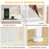 Hosfais 3 Tier Record Player Stand, Retro Vinyl Record Storage End Table Records Shelf for Living Room Bedroom (White) Hosfais