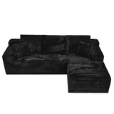 ONEMMLION Cloud Couch Sectional Modular Sofa, 107.5" Comfy Black L Shaped Boneless Couches for Living Room, Deep Seat Plush Corduroy Couch Sectional Memory Foam Sofa(Black, Right Facing Chaise) ONEMMLION