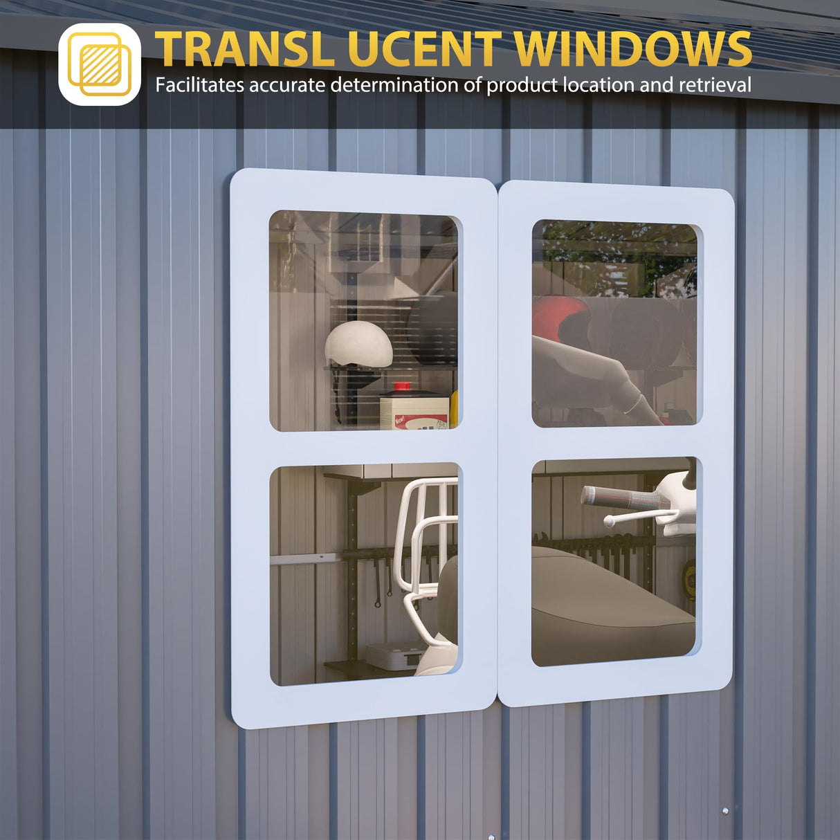 12x10 FT Outdoor Storage Shed with Floor Frame & Window, Heavy Duty Metal Garden Tool Shed with Double Lockable Doors, Waterproof Backyard Utility Shed for Bikes, Lawn Mowers, Tools, Equipment Mulinsonfly