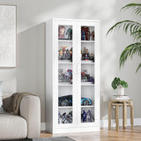 PEUKC Display Cabinet with Glass Doors, 67-inch Curio Cabinets with 4 Adjustable Shelves, HD&Tempered Glass Cabinet Display Case for Home, Office, Clinic, Pantry, Assemble Required, White PEUKC