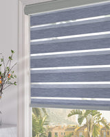 Persilux Blackout Roller Window Shades Zebra Blinds (25" W X 72" H, Dark Grey) Dual Layer Sheer Shades Privacy Light Control for Day and Night Shades for Home and Office, Easy to Install Persilux