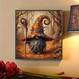 Autumn Forest Gnome Tree Diamond Art Kits for Adults, 5D Diamond Painting Kits for Adults Beginners, DIY Full Round Drill Diamond Dot Painting Gem Art Kits for Adult, Home Wall Decor 13.8x13.8 Inch VCLKDIY