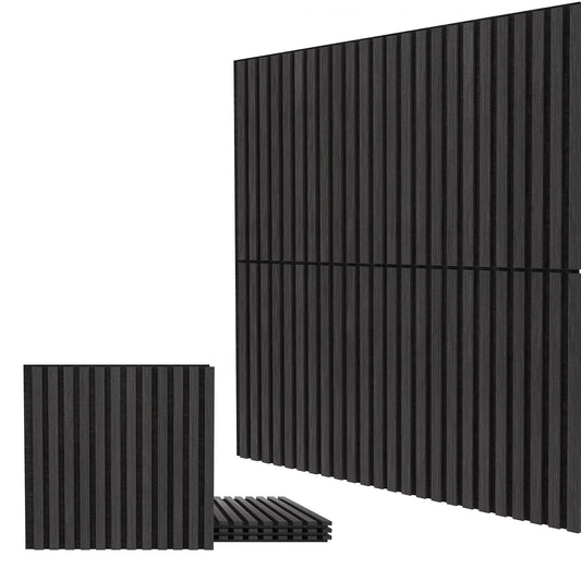 UMIACOUSTICS 4 PCS Wood Acoustic Slat Panels, 23.6” x 23.6” Diffusion Wall Panels, Decorative Sound Proof Panels for Home Office Studio Room (Ebony) - WoodArtSupply