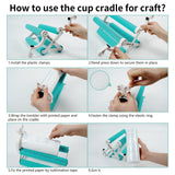 PYD Life Cup Tumbler Cradle Holder for Sublimation Craft Mint Green with White Plastic Tumblers Cups Clamp Clip,with Foam Measurements 3 Adjustable Width PYD Life