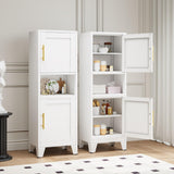 RISTERN 48" Metal Bathroom Storage Cabinet, Kitchen Pantry Storage Cabinet with 2 Doors and Adjustable Shelves, Steel Corner Floor File for Bathroom, Living Room, White, 11.81"D x 15.75"W x 47.64"H RISTERN