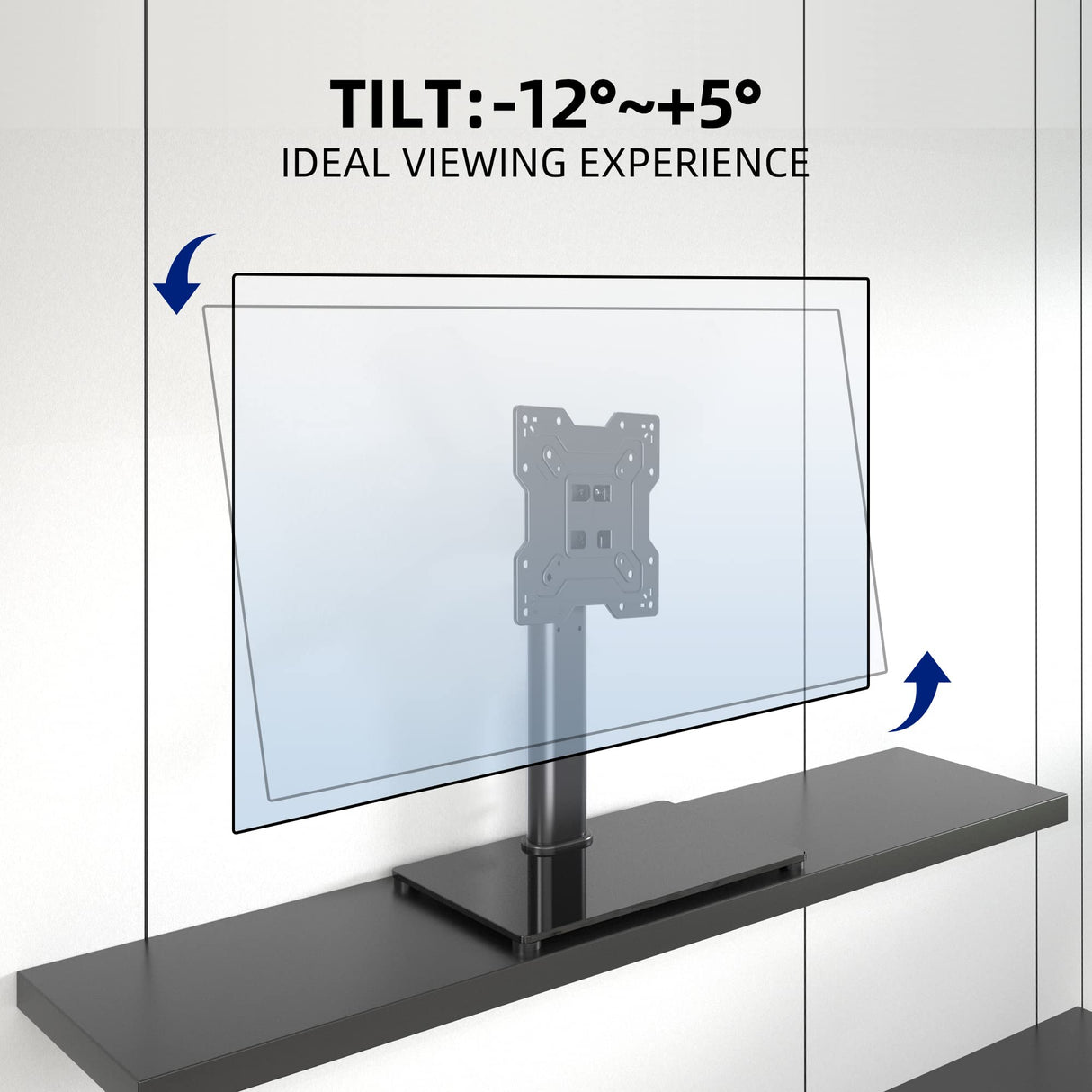 XINLEI Universal TV Stand Base, Table Top TV Stand for 17-43 Inch LCD/LED TVs, Height Adjustable Monitor Mount Stand with Tempered Glass Base Holds up to 88lbs VESA 200x200mm, TS103 XINLEI