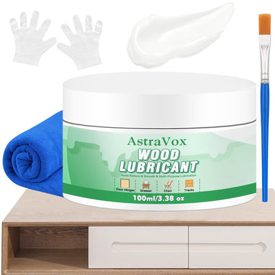 AstraVox Wood Lubricant Wax for Furniture, Multi-Purpose Sliding Door Hinge Lubricant Grease to Lubricate and Reduce Noise, Paste Wax for Wood Drawer, Floor, Dresser, Cabinet, Guitar(3.38 Oz)