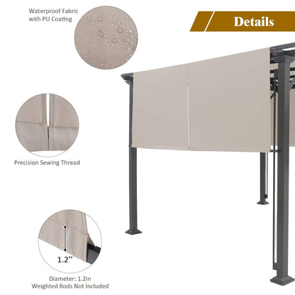 Tangkula 2PCS 16x4 Ft Universal Replacement Canopy for Pergola Structure, Outdoor Shade Canopy Cover, Waterproof Polyester Cover for Durable Use (Cover only) (Beige)