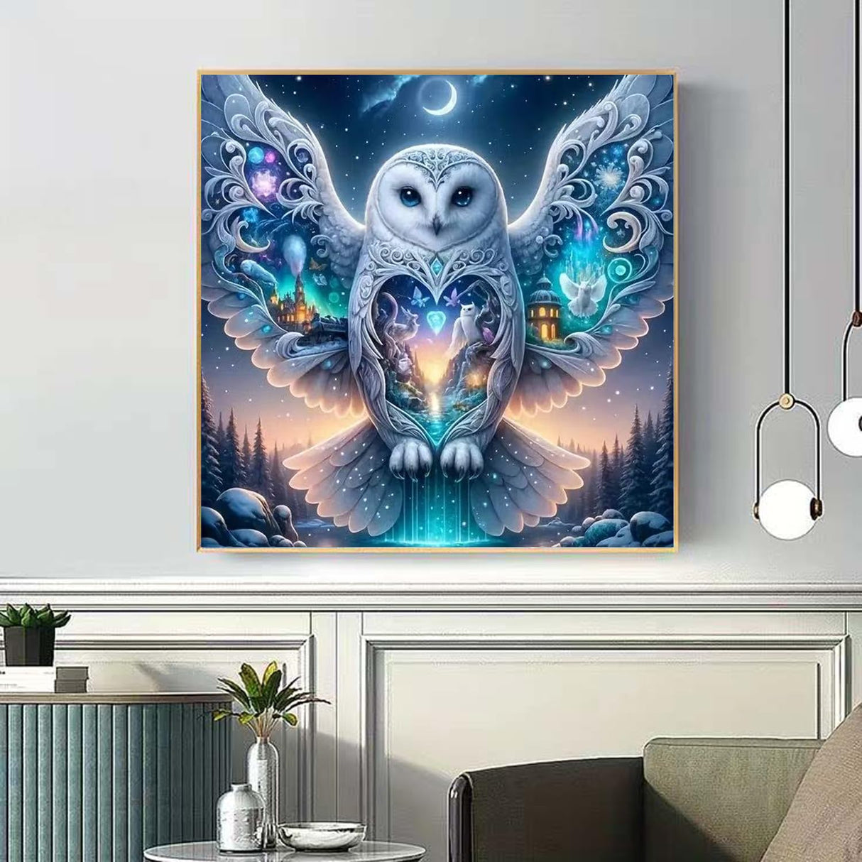 ZHUDENGXJL Owl Diamond Painting Kits for Adults-Starry Moon Diamond Art Kits for Adults, 5D Diamond Painting Kits Owl Castle for Adult,DIY Full Drill Paint with Diamond,Home Wall Decor 12 X 12inch ZHUDENGXJL