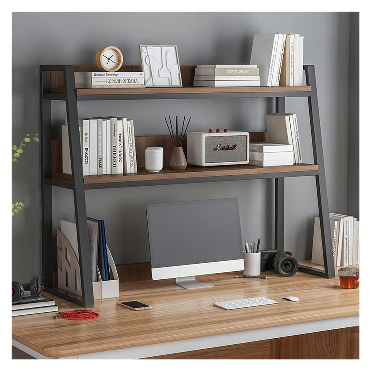 CEMELI LYF Industrial 2-Tier Desktop Bookshelf & Organiser Rack - WoodArtSupply