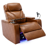 Power Motion Recliner Electric Power Recliner Chair with USB Charging Port, Hidden Arm Storage and Convenient Cup Holder, Ambient Lighting Gaming Recliner Chair Home Theater Seating (Light Brown) BEDGJH
