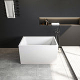 43" Acrylic Freestanding Bathtubs, Square Shaped Japanese Soaking Tub, Stand Alone Tubs W/Pop-UP Chrome Drain, Slotted Overflow, cUPC Certified (Without Seat) EZONTEQ