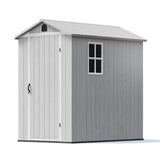 Patiowell 4' x 6' Outdoor Storage Shed with Floor, Plastic Shed Outside Resin Tool Shed with Window and Lockable Door for Backyard Garden Patio Lawn, White (Fit-it Shed) Patiowell