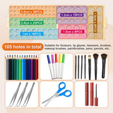 HESHUYU Wooden Paint Brush Holder 105 Holes Paintbrush Holder Organizer Paint Brush Stand Rack with Silicone Rings for Pens Pencils Artist HESHUYU