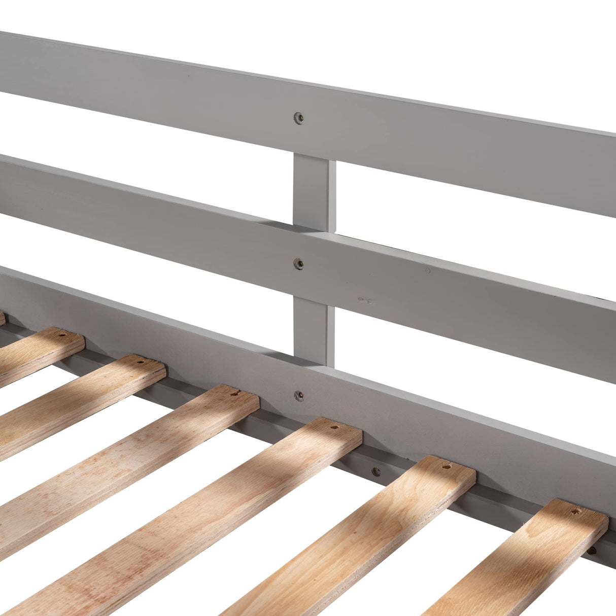 Harper & Bright Designs Quad Bunk Bed with Slide, Wood Full and Twin Size L-Shaped Bunk Bed Frame for 4 with Ladders for Kids Teens Adults (Grey) Harper & Bright Designs