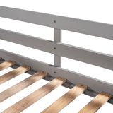 Harper & Bright Designs Quad Bunk Bed with Slide, Wood Full and Twin Size L-Shaped Bunk Bed Frame for 4 with Ladders for Kids Teens Adults (Grey) Harper & Bright Designs