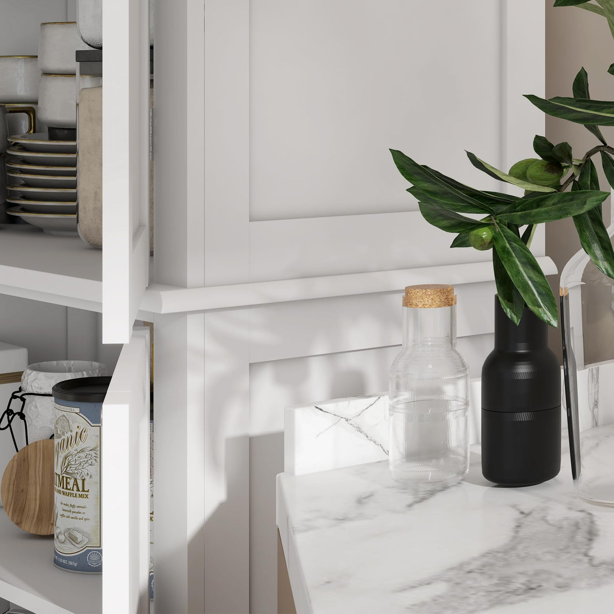 HOMCOM 72.5" White Freestanding Kitchen Pantry Cabinet with Adjustable Shelves and Elegant Design HOMCOM