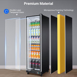 BODEGACOOLER Commercial Merchandiser Refrigerator,12.5 Cu.Ft Glass Door Display Refrigerator,Upright Commercial Beverage Display Cooler with Soft LED Light,Adjustable Shelves,Black BODEGA