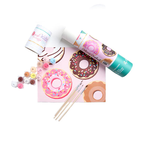 Pink Picasso Kits Paint by Number for Kids | DIY 8x10 Beginner Color by Numbers Canvas Painting Art Kits | Delicious Doughnuts Pink Picasso