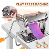 Yofuly Polymer Clay Press Machine, Polymer Clay Cutters Set for Jewelry Making, with Polymer Clay Roller Machine, Polymer Clay Extruder, 40 Circle Shape Cutters and 120 Earrings Accessories Yofuly