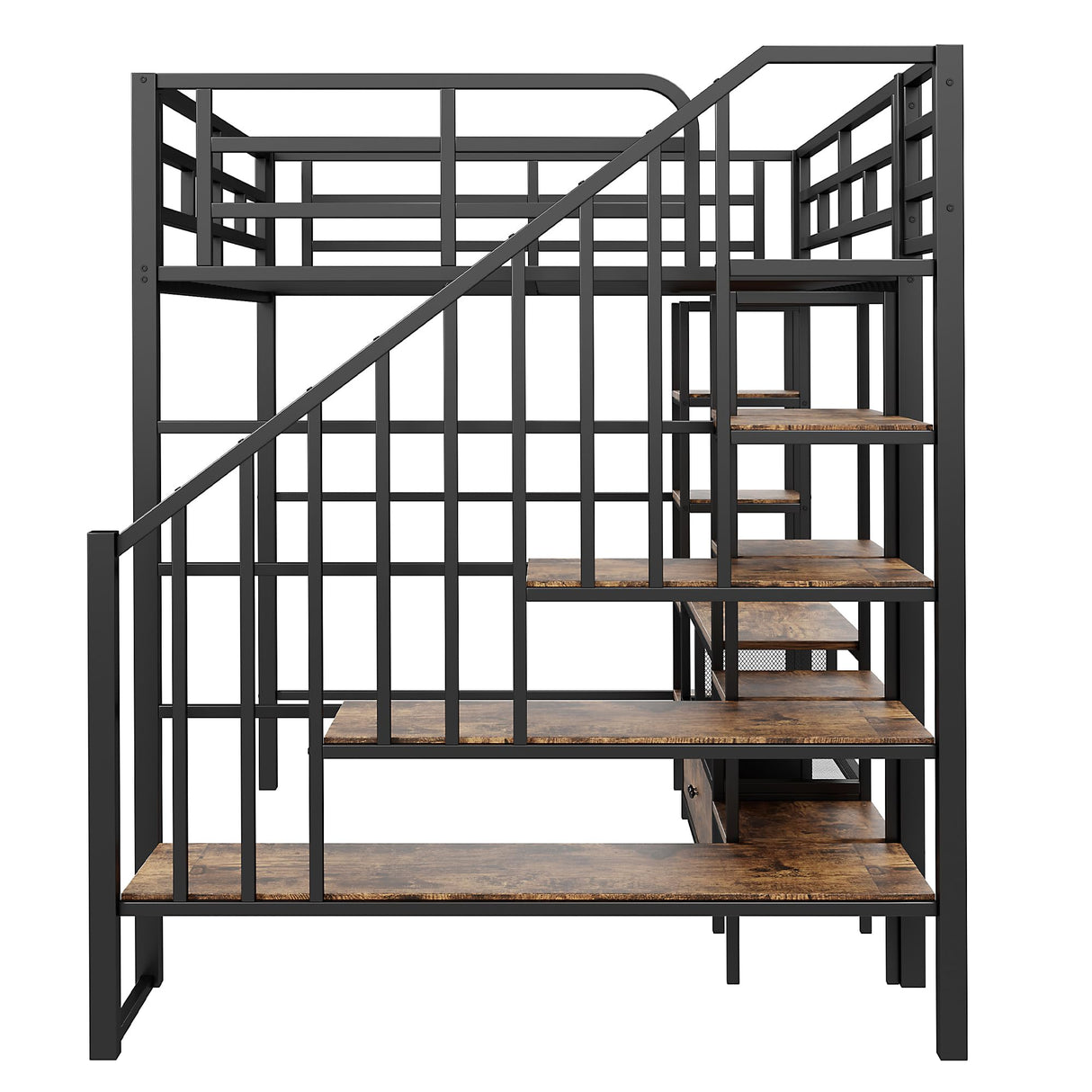 Harper & Bright Designs Full Size Loft Bed with Staircase and Desk, Metal Full Loft Bed Frame with Storage Shelves, Full Storage Bed for Kids Girls, Boys, Teens, Gray Harper & Bright Designs