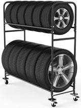 STEELAID Tire Storage Rack - Rolling Rack for Garage - Indoor/Outdoor Shelves 60 inch Organizer STEELAID