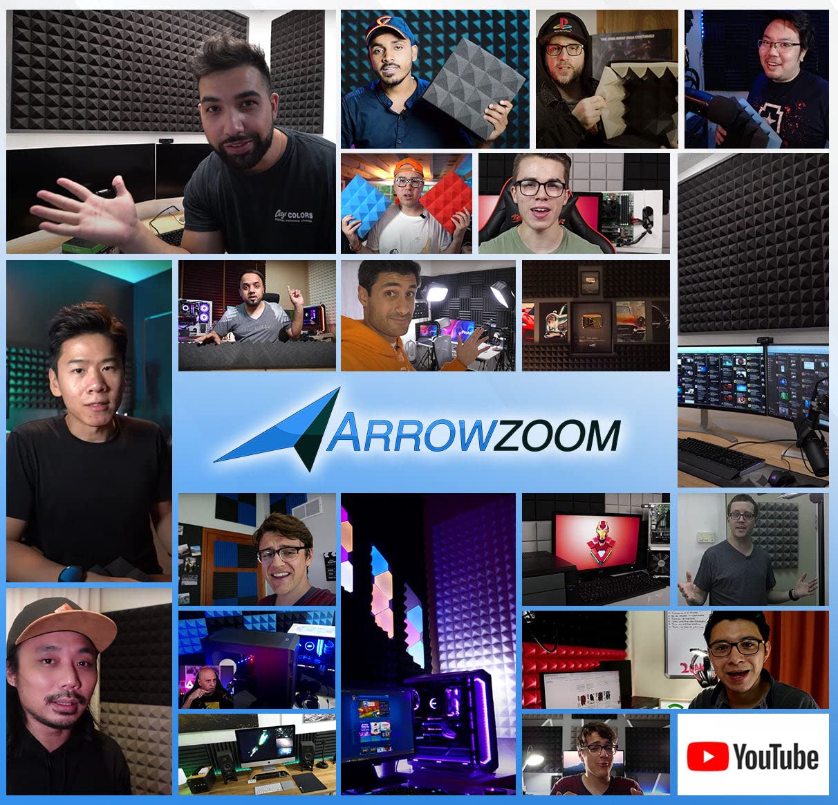 Arrowzoom New 12 Pieces 10x10x2inch Soundproofing Insulation Pyramid Acoustic Wall Foam Padding Studio Foam Tiles AZ1034 Pearl White Arrowzoom