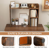 Tangkula Brown Desktop Bookshelf and Storage Hutch with 5 Shelves for Organised Workspaces Tangkula