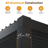FansaFurn Louvered Pergola 12'x16', Full Aluminum Outdoor Pergola with Adjustable Rainproof and Gutter System, Hardtop Gazebo for Patio, Deck, Garden, Yard, Black FansaFurn