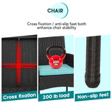 FDW 3 Piece Outdoor Furniture Set Patio Wicker Chairs Furniture Bistro Conversation Set 2 Rattan Chairs with Blue Cushions and Glass Coffee Table for Porch Lawn Garden Balcony Backyard FDW