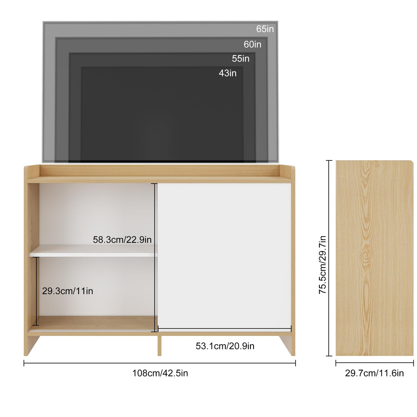 HIFIT Kitchen Buffet Cabinet with Storage, 43" Farmhouse Modern Coffee Bar Storage Cabinet with Sliding Doors/Shelf/Microwave Stand, Accent Sideboard for Kitchen Dining Living Room Entryway,  - WoodArtSupply