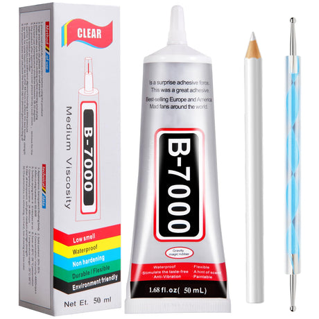 FITTDYHE B7000 Glue Clear with Precision Tip，50Ml B7000 Glue Clear for Rhinestones Glue for Crafts, Multipurpose Jewelry Glue for Fabric DIY Craft Makeup Shoes Jewelry Making Nail Art FITTDYHE