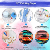 JUJUHOOD Sunset Beach Stone Paint by Numbers Beginner,Beach Scenery Paint by Number Kit for Adults, Adult Paint by Number Canvas with Paintbrushes and Acrylic Pigment16x20 inch,Sunset Beach Stone JUJUHOOD