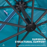PURPLE LEAF 9' X 11.5' Patio Umbrella Outdoor Cantilever Rectangle Umbrella Aluminum Offset Umbrella with 360-degree Rotation for Garden Deck Pool Patio, Turquoise Blue PURPLE LEAF