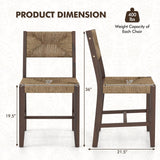 GOFLAME Wooden Dining Chairs Set of 2, Boho Farmhouse Cane Chairs with Natural Weave Seagrass Rattan Backrest & Seat, Armless Rattan Accent Chairs with Solid Wood Frame for Kitchen Dining Room GOFLAME