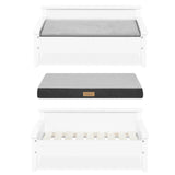 TailZzz Wooden Dog Bed with Water-Resistant Mattress, Small to Medium Elevated Pet Bed with Calming Pet Mattress, Greenguard Gold Certified, Modern Dog Couch, Winston, White TailZzz