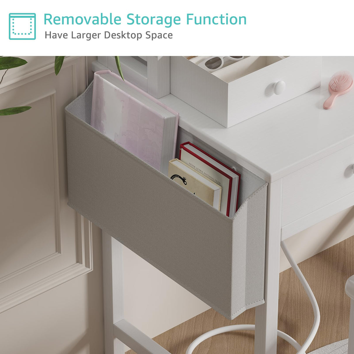 KAI-ROAD White Makeup Vanity Desk with Mirror and Lights, Vanity Set with Chair, Make Up Dresser Table with Drawers and Power Outlet for Girls Bedroom Small Space KAI-ROAD