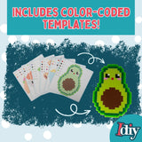 10,000pc DIY Fuse Bead Kit w Carrying Case - Fun Foods - 22 Colors, 12 Unique Templates, 4 Peg Boards, Tweezers, Ironing Paper, Case - Pixel Art Color by Numbers Craft Gift SCS Direct