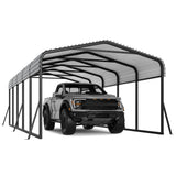 Reljofum 12 x 24 FT Metal Carport with Galvanized Steel Roof, Heavy Duty Metal Roof Carport with Enhanced Base, Tall Kits Garage for Tractors, Trucks, Boats, Cars Reljofum