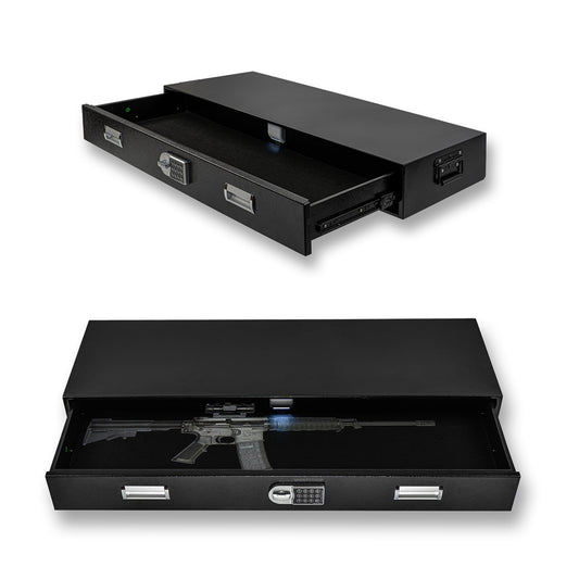 Under Bed Gun Safe Drawer for AR Rifle - Long Storage Case for Car Trunk Gun Storage - Rifle Safes for Home Rifle and Pistols, Horizontal and Vertical Gun Safe