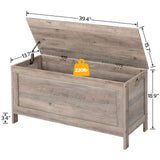 HOOBRO Storage Chest, Retro Toy Box Organizer with Safety Hinge, Sturdy Entryway Storage Bench, Wooden Look Accent Furniture, Easy Assembly, Greige BG100CW01 HOOBRO