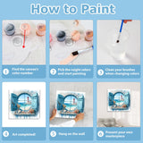 Beach Paint by Numbers Kit for Adults Beginner, Beach Paint by Numbers with Frame and Easel, DIY Crafts Painting by Number for Gift Home Wall Decor 9.84x9.84 inch hkejoi