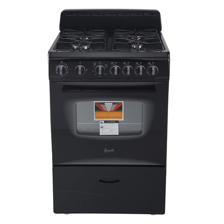 Avanti GR2415CB GR24 24" Compact Gas Range Oven, in Black Avanti