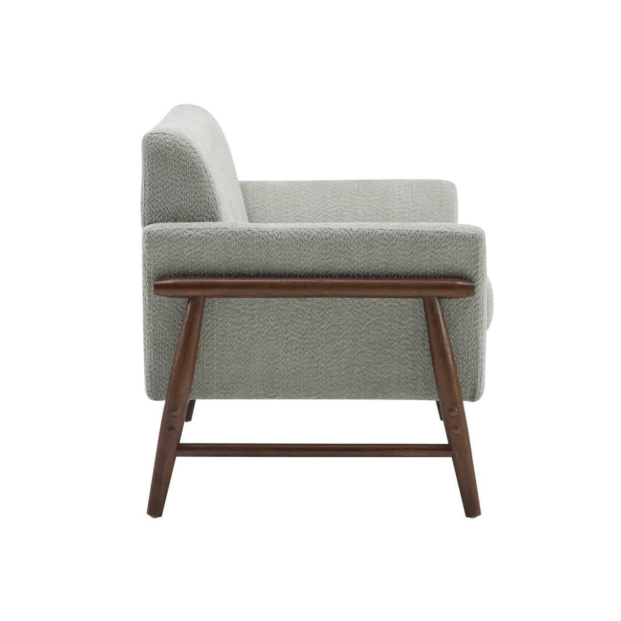 Christopher Knight Home Canna Boucle Flared Arms Loveseat, Comfy Upholstery 2 Seater Sofa, Wooden Frame Living Room Chair, Soft Seating Lounge Sofa for Bedroom/Office, Light Green + Walnut Christopher Knight Home