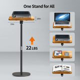 NAMON 2 in 1 Dual-use Floor Book Stand & Desktop Book Stand, 100% Solid Wood and Metal Build, Height Adjustable from 16.5-51in, Floor Holder Stand with Page Paper Clip for Cookbooks, Sheet Music, etc. NAMON