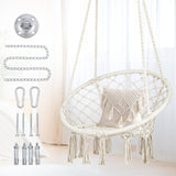 Macrame Hammock Chair Swing with Hardware Kits, Handmade Knitted Hanging Chair for Bedroom,Indoor,Outdoor, Balcony, Yard, Porch- 265 Pound Capacity -29.53" L x 29.53" W x 45.28" H Mertonzo