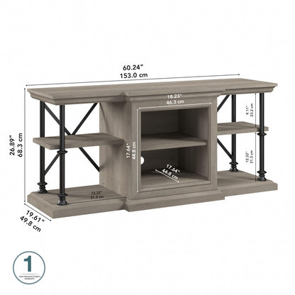 Bush Furniture Coliseum Stand for 70 Inch TV, Home Entertainment Center, 60W, Driftwood Gray