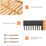 Tangkula L Shape Outdoor Furniture Set, 3 Piece Acacia Wood Patio Conversation Set, with 2 loveseats and Coffee Table, Garden Backyard Poolside Patio Seating Set (White) Tangkula